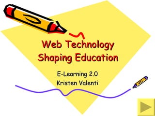 Web Technology Shaping Education E-Learning 2.0 Kristen Valenti 