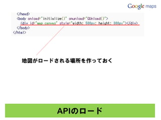 地図がロードされる場所を作っておく




      APIのロード
 