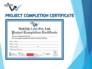 PROJECT COMPLETION CERTIFICATEPROJECT COMPLETION CERTIFICATE
 