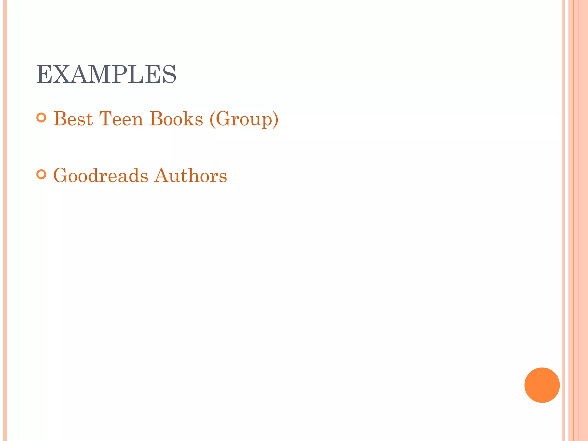 EXAMPLES Best Teen Books (Group) Goodreads Authors 