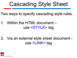 Web topic 14 cascading style sheets | PPTX | Web Design and HTML | Internet