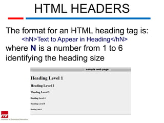 Web topic 3 html format tags | PPT | Free Download