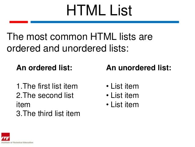 Web topic 8 listings in html