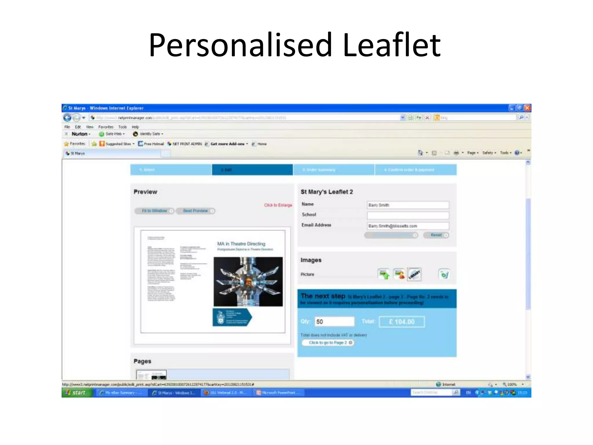 Personalised Leaflet
 