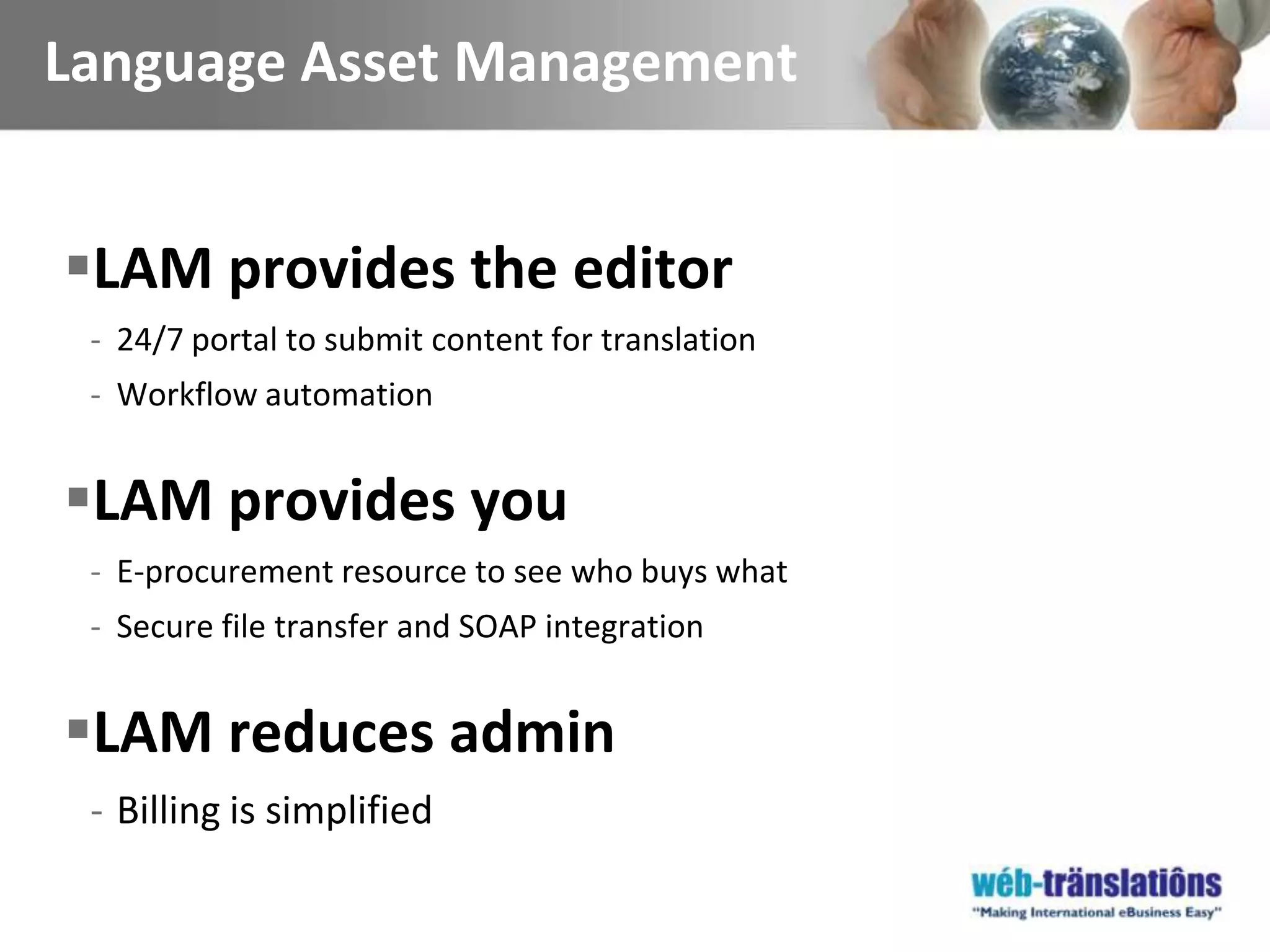 Now looking to other European marketsServices DetailsPage 15How to localise a website