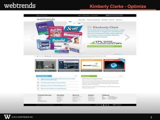 Kimberly Clarke - Optimize




© 2013 WEBTRENDS INC.                                3
 