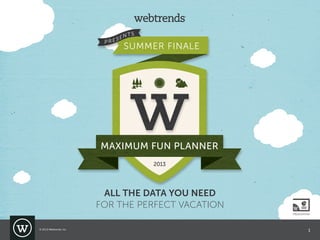 PRESENTATION
ALL THE DATA YOU NEED
FOR THE PERFECT VACATION
© 2013 Webtrends, Inc. 1
 