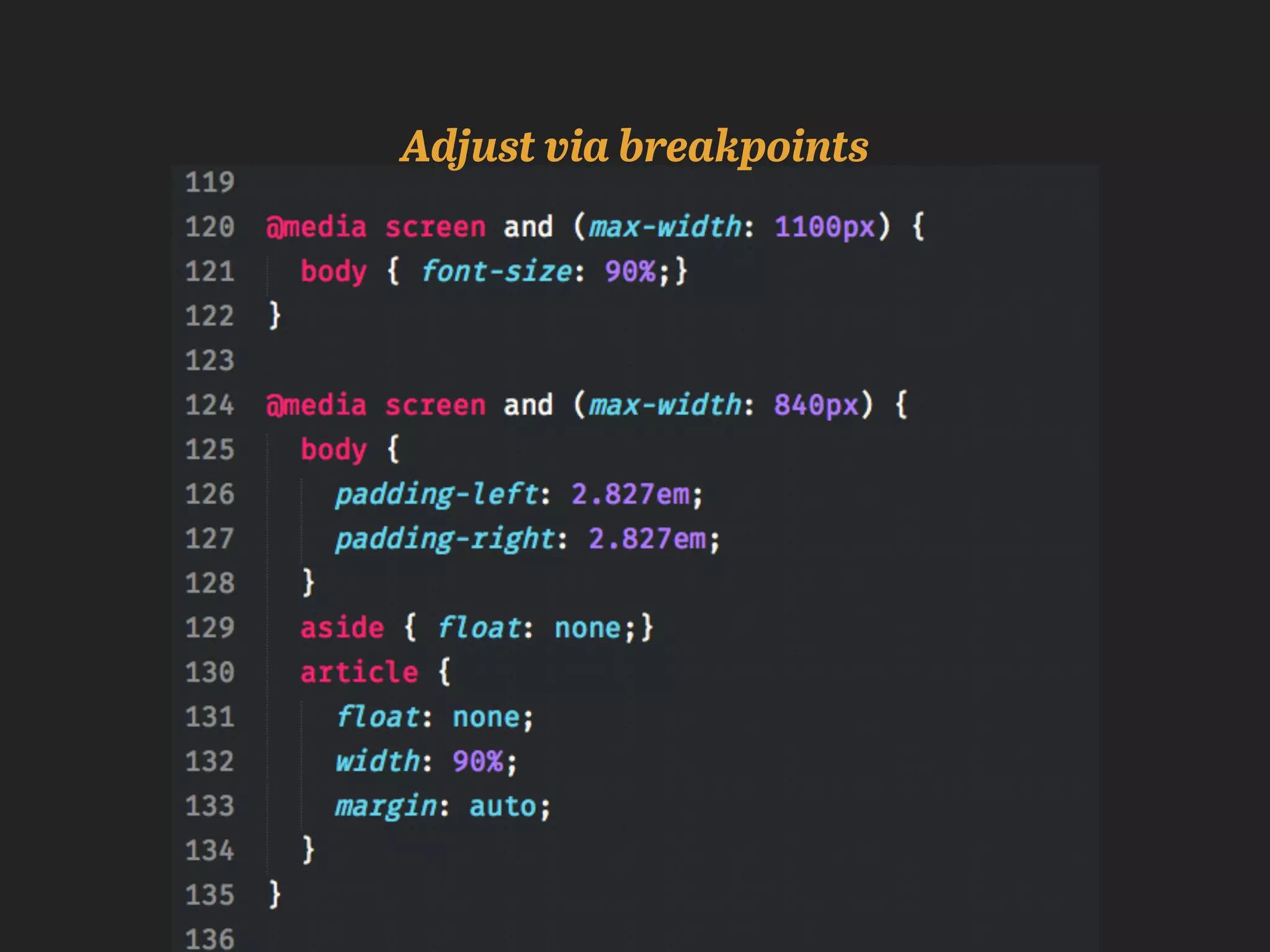 Adjust via breakpoints
 