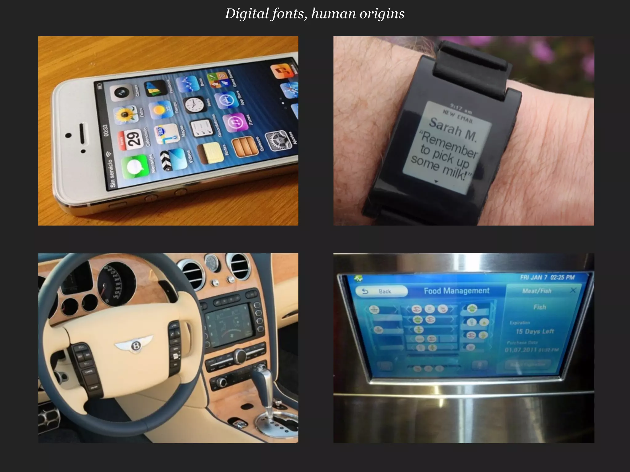 Digital fonts, human origins
 