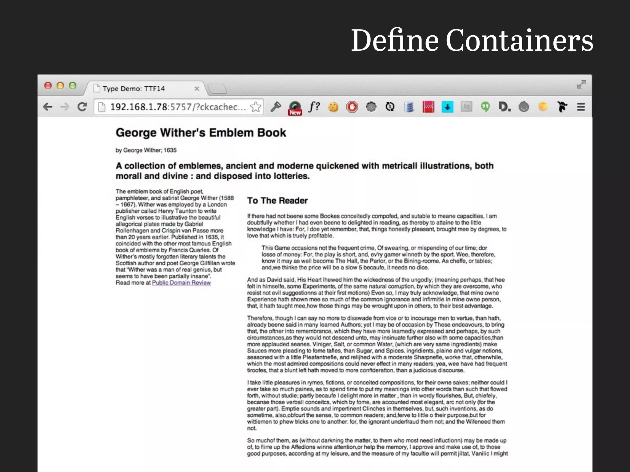 Deﬁne Containers
 