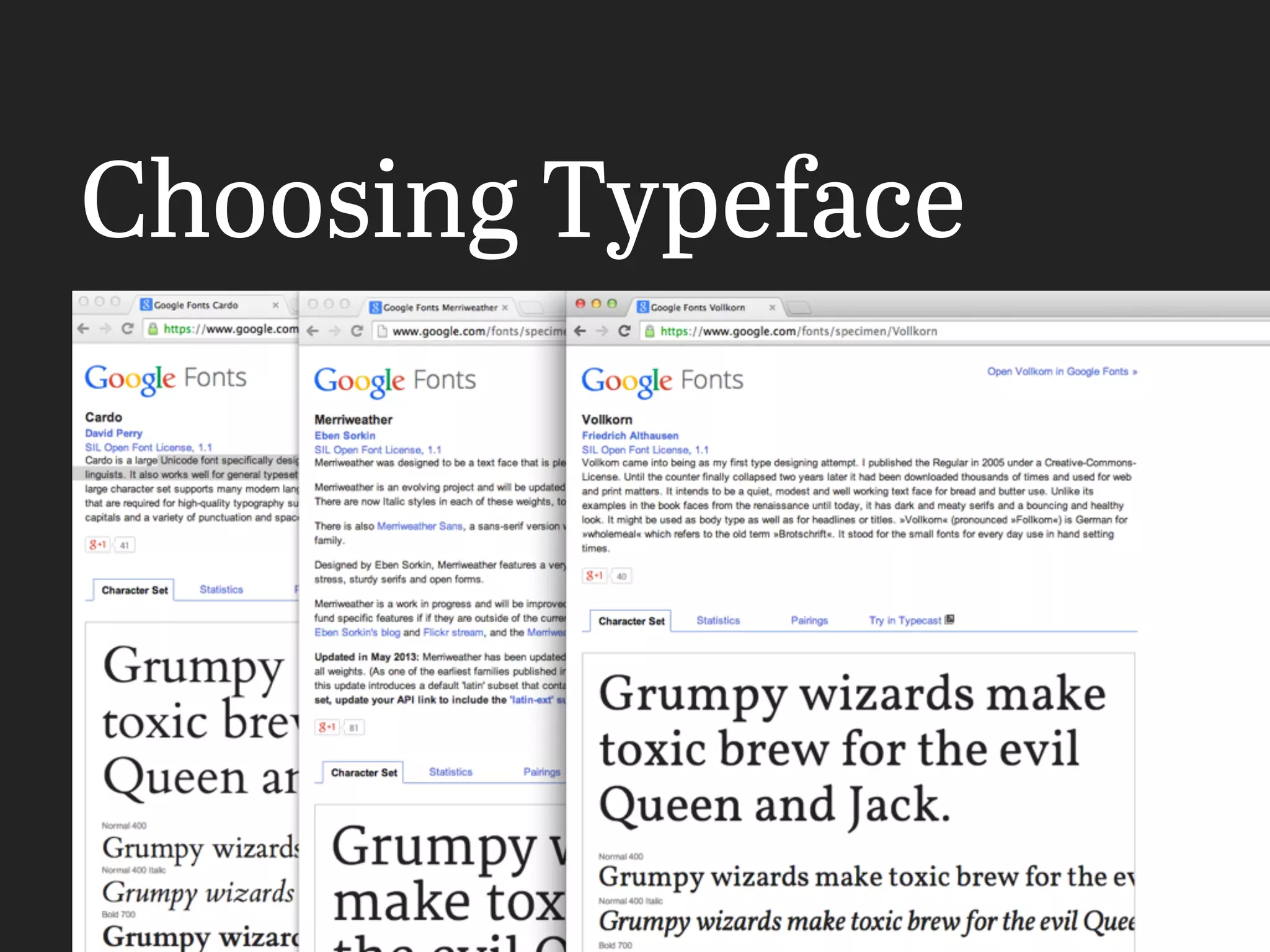 Choosing Typeface
 