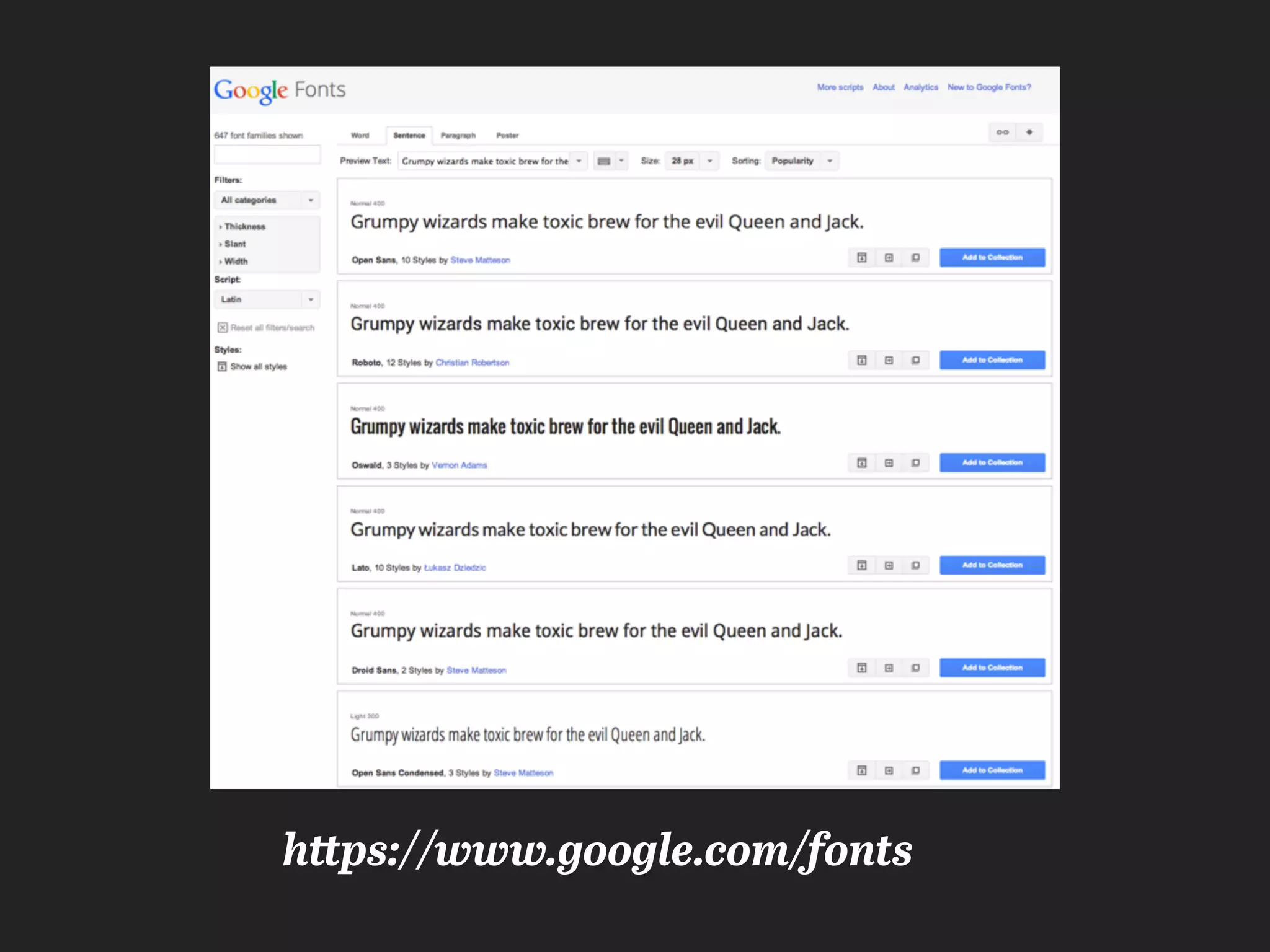 https://www.google.com/fonts
 