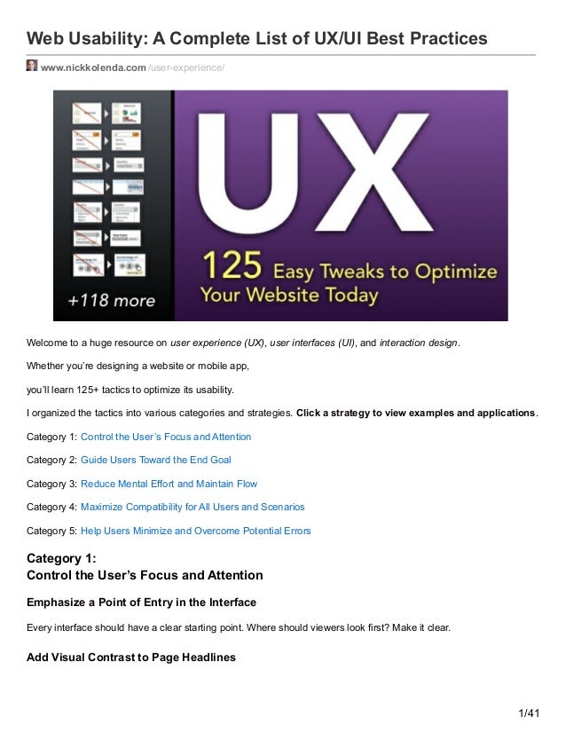 Web usability a complete list of ux ui best practices