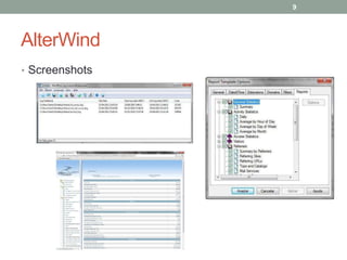 9




AlterWind
• Screenshots
 