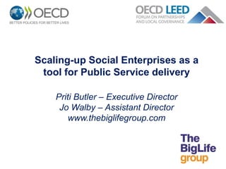 Scaling-up Social Enterprises as a
tool for Public Service delivery
Priti Butler – Executive Director
Jo Walby – Assistant Director
www.thebiglifegroup.com
 