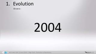 1. Evolution
12NETLINKS DAY 13 Avril 2014 – High-Tech : Evolution vs Revolution
2004
On est à :
 