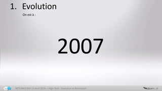 1. Evolution
18NETLINKS DAY 13 Avril 2014 – High-Tech : Evolution vs Revolution
2007
On est à :
 
