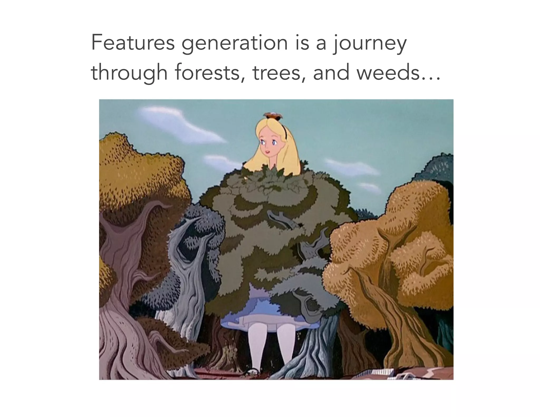 Features generation is a journey
through forests, trees, and weeds…
 