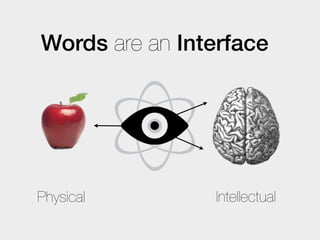 Words are an Interface




Physical        Intellectual
 
