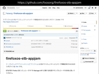 https://github.com/fxosorg/ﬁrefoxos-stb-appjam
 