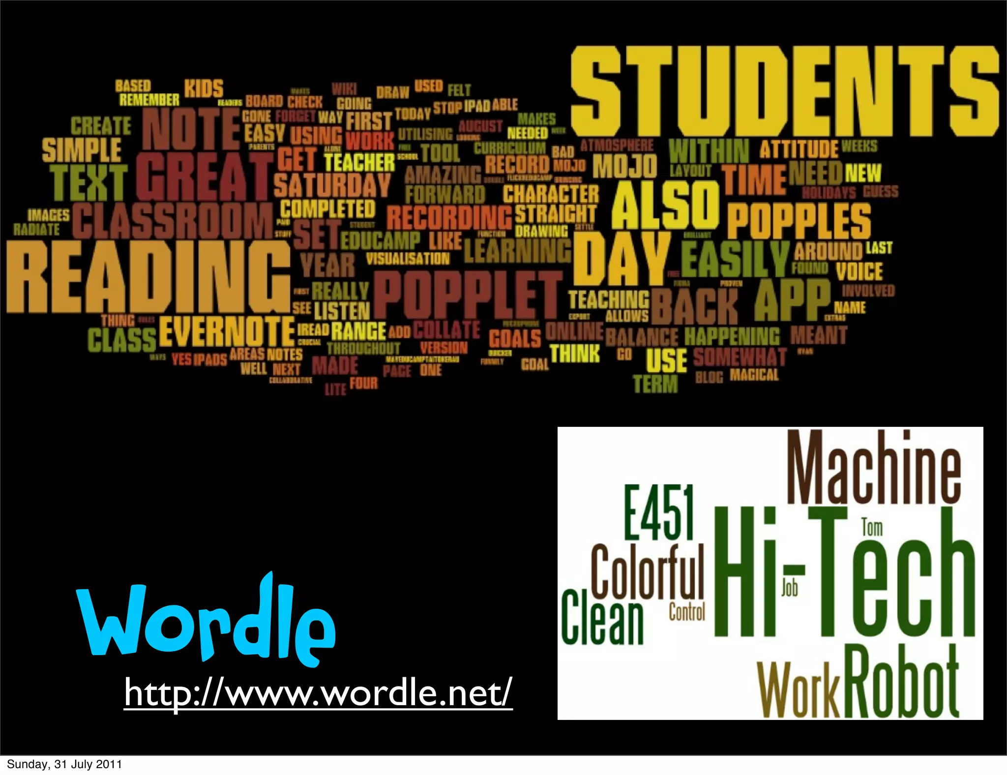 Wordle     http://www.wordle.net/
Sunday, 31 July 2011
 