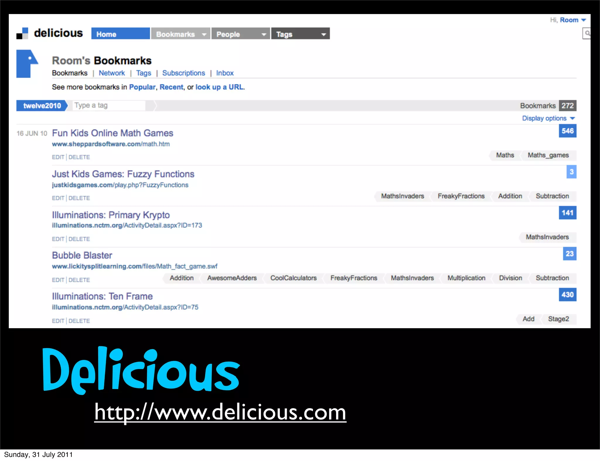 Delicious    http://www.delicious.com
Sunday, 31 July 2011
 
