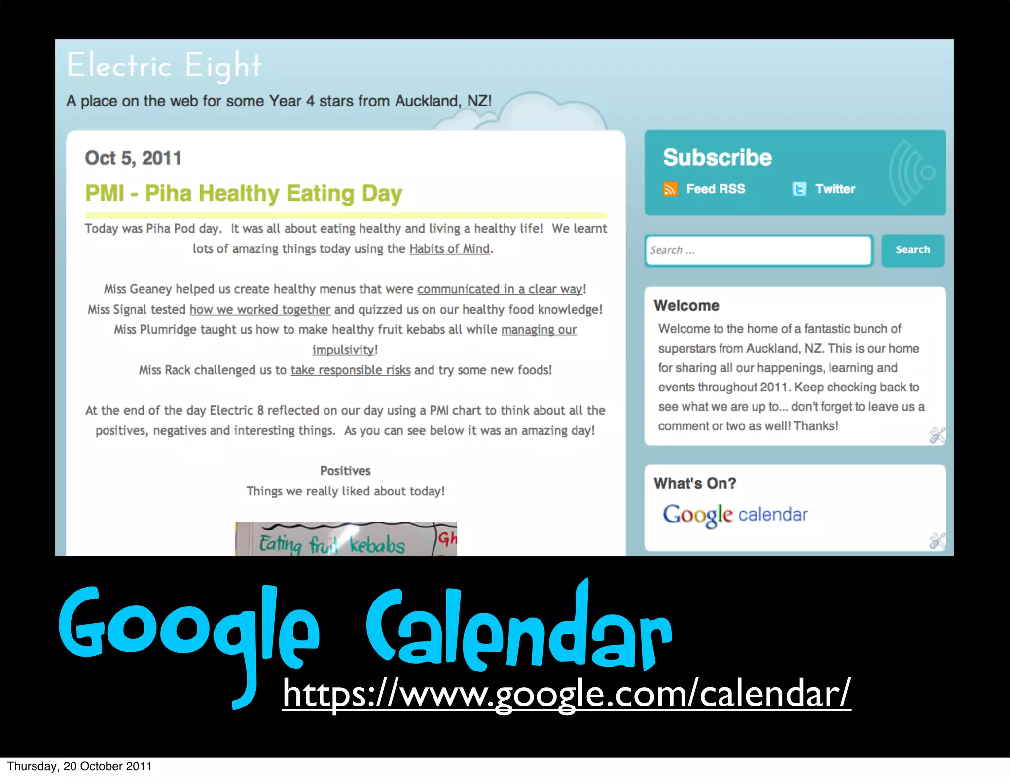 Google Calendar      https://www.google.com/calendar/
Thursday, 20 October 2011
 