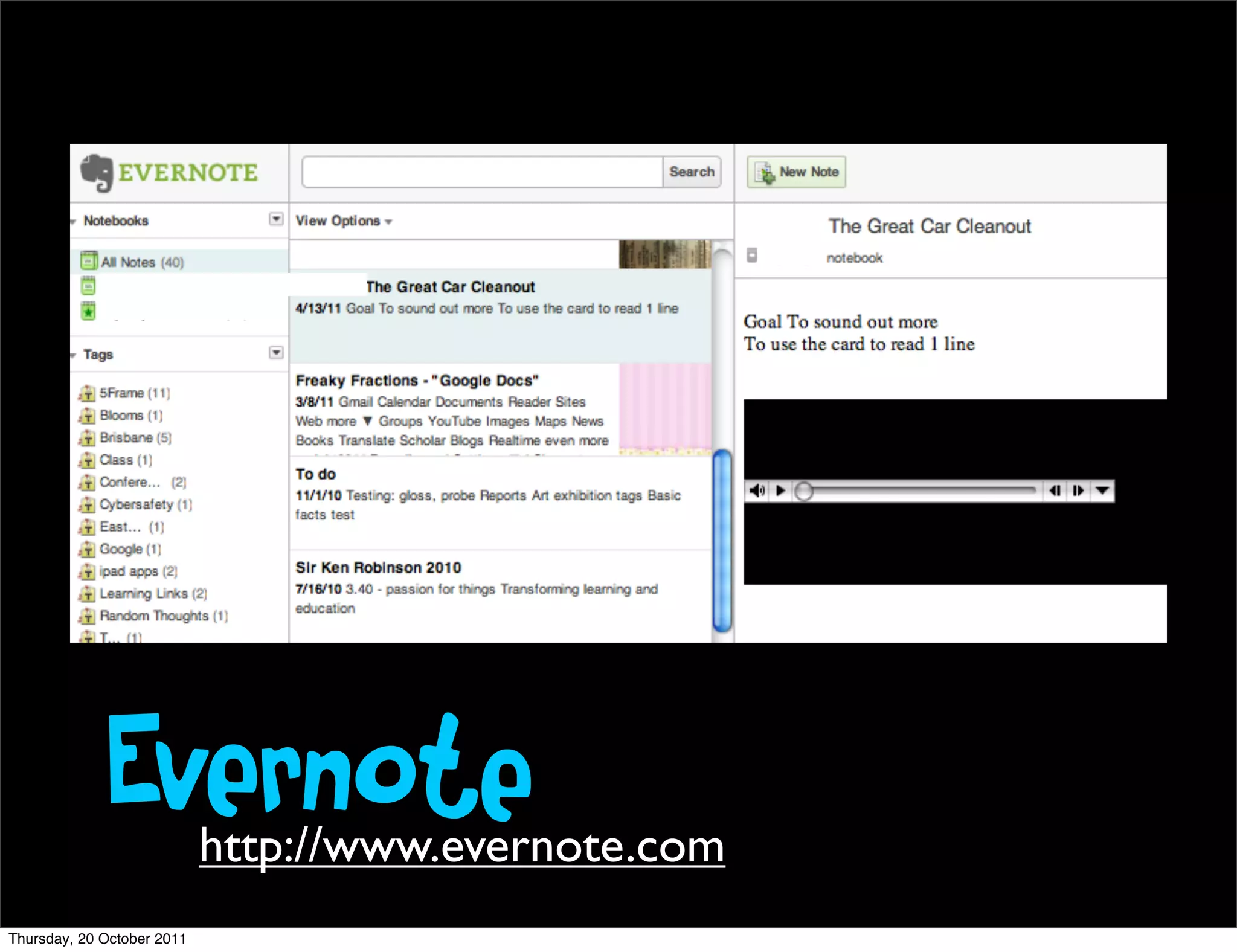 Evernote       http://www.evernote.com
Thursday, 20 October 2011
 