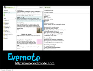 Evernote       http://www.evernote.com
Thursday, 20 October 2011
 