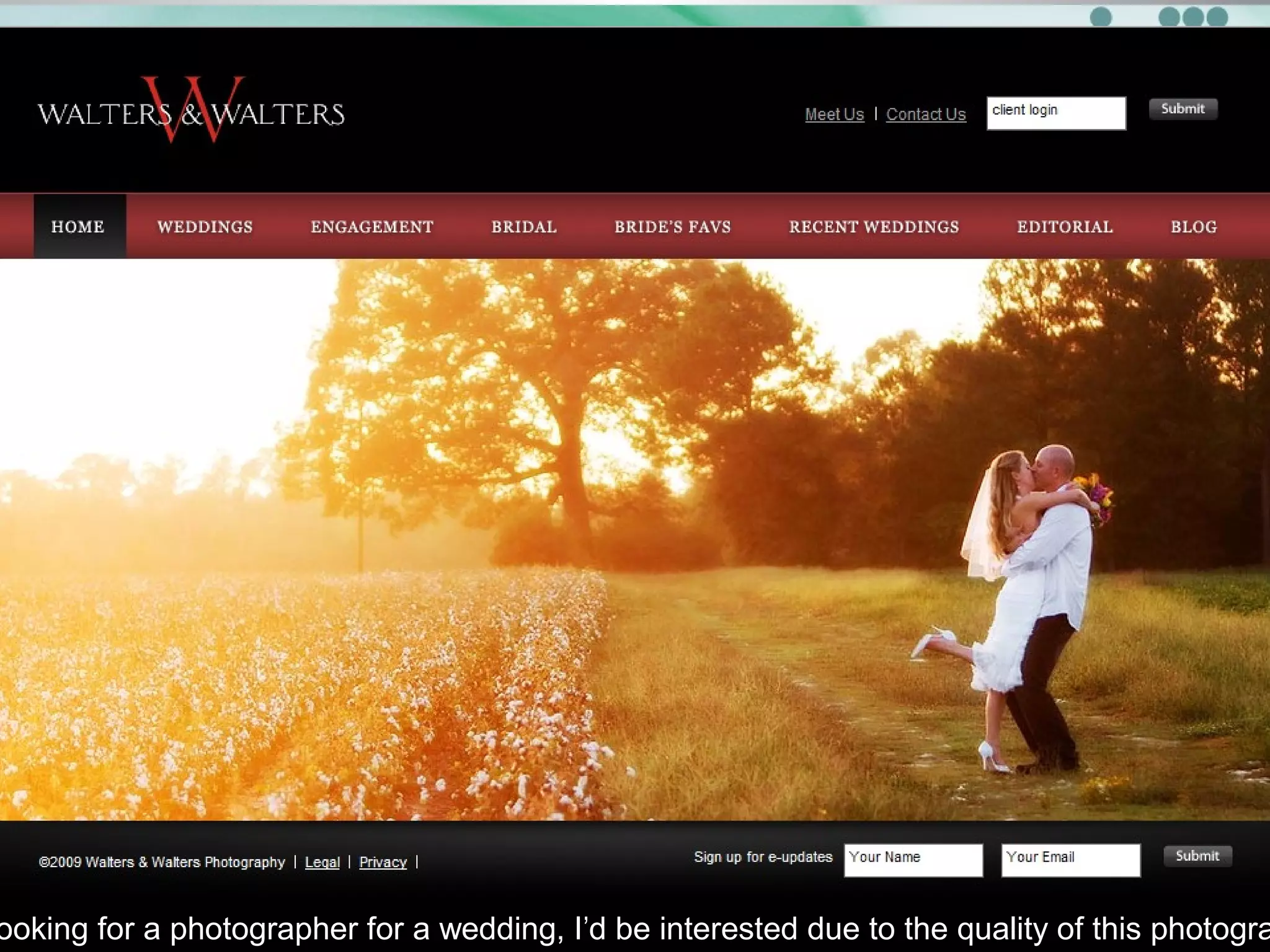 How to get work
1. BUILD A KILLER ONLINE
PORTFOLIO
Prospective clients usually would like
to see what you have done in the
past.
TIPS
- Show off your best work
- Show only related skill
- Easy Way to contact you
ooking for a photographer for a wedding, I’d be interested due to the quality of this photogra
 