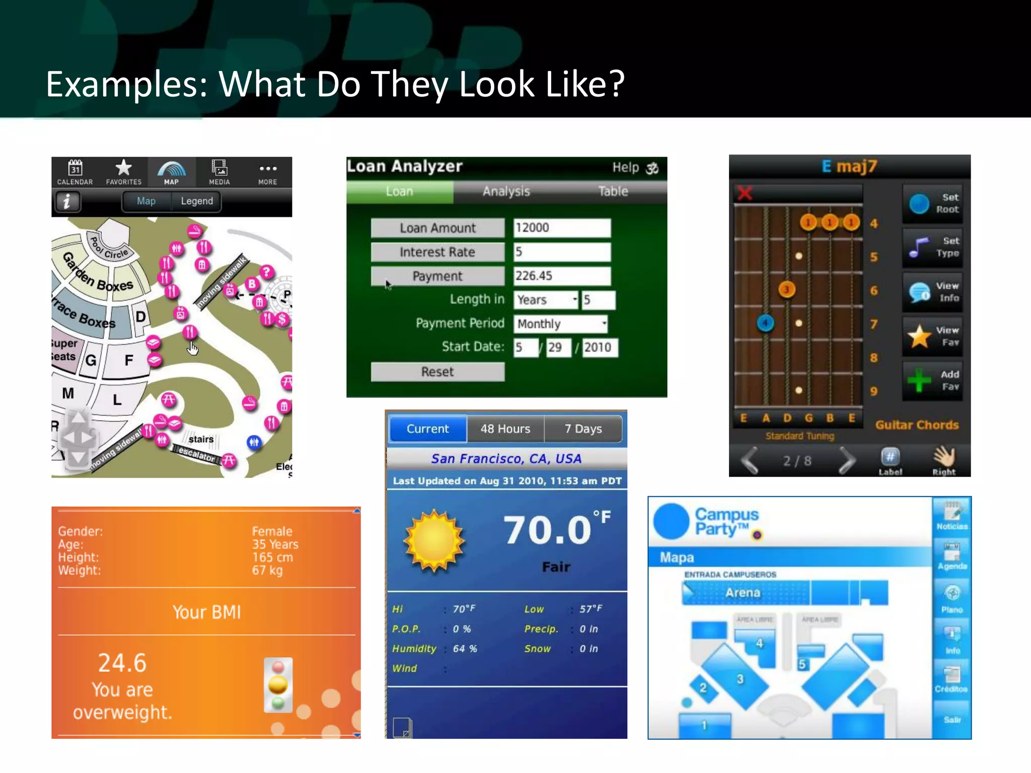 Examples: What Do They Look Like?
 