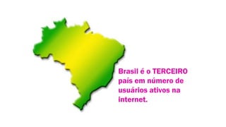 Brasil é o TERCEIRO
país em número de
usuários ativos na
internet.
 