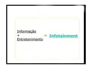 Informação + Entretenimento =   Infotainment 