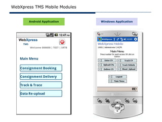 WebXpress TMS Mobile Modules


       Android Application     Windows Application
 