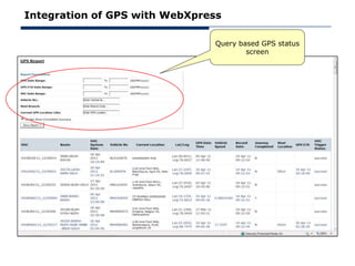 Integration of GPS with WebXpress

                               Query based GPS status
                                       screen
 