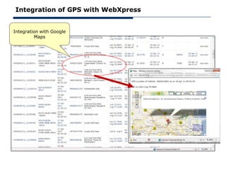 Integration of GPS with WebXpress


Integration with Google
         Maps
 