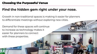 Choosing the Purposeful Venue
Find the hidden gem right under your nose.
Growth in non-traditional spaces is making it eas...