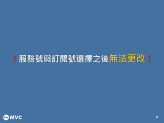 ！服務號與訂閱號選擇之後無法更改！
24
 