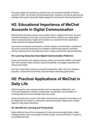We Chat Approach Comprehensive Guide to Safe and Effective WeChat Use in 2026 | PDF