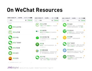 WeChat_API_Intro_v3.grafﬂe | Modiﬁed: Thu Apr 02 2015 | Page 7/21
!
On WeChat Resources
 