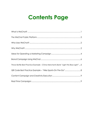 Mastering
WeChat
What is WeChat? WeChat is an innovative mobile chat application that supports the
sending of voice messages, videos, pictures and text messages to your digital contacts. Launched in January 2011, WeChat has been climbing the ranks of mobile
applications and supports a multi-person (group) communication application. People can use this free app to contact their friends in an easy and timely fashion.
Who Uses WeChat? According to the official data published by the WeChat team,
by September 2013 WeChat already had over 350 million registered users (most of
which come from other Tencent platforms in China, or Sina Weibo.). Approximately
50% are between the ages of 25-30, most of which are whitecollar. Many of Sina Weibo’s users are now using their WeChat accounts
regularly.
On November 25 2012, Apple Inc.’s iOS ranked WeChat the most popular
social networking application in six countries (measured by downloads):
Taiwan, Hong Kong, Vietnam, Argentina, Thailand and Brunei (App Annie), and
it measured top ten in 43 different markets
The WeChat Public Platform: WeChat public platform is a new function added to the original fundamental platform. Via this platform, users can create
their own public account using a QQ number. This account gives the user an
integral communication platform, allowing them to interact with groups of
friends through words, pictures and
voice messages.

By September 2013

350 million registered users.
01
Digital Jungle E-Book

 