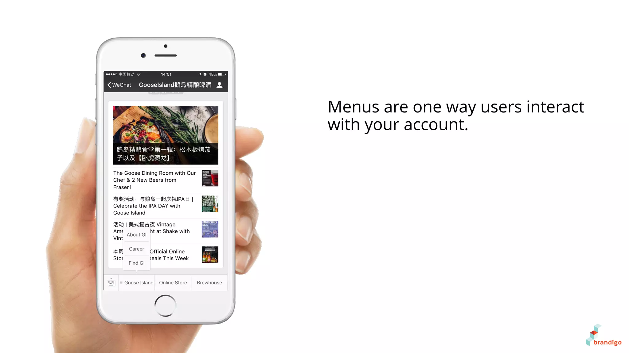 Menus are one way users interact
with your account.
 