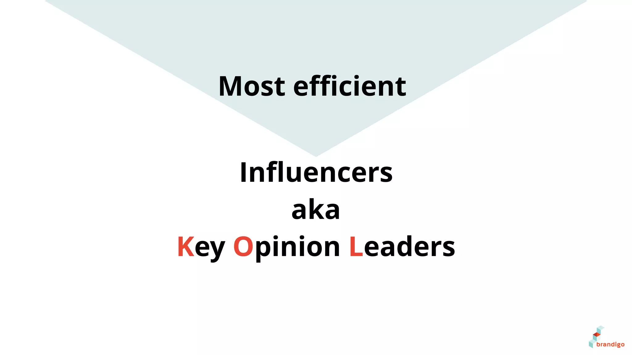 Most eﬃcient
Inﬂuencers
aka
Key Opinion Leaders
 