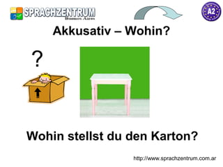 http://www.sprachzentrum.com.ar
Wohin stellst du den Karton?
Akkusativ – Wohin?
?
 