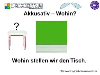 Akkusativ – Wohin? Wohin stellen wir  den   Tisch . http://www.sprachzentrum.com.ar ? 