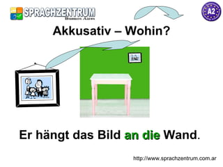 Er hängt das Bild  an die  Wand . http://www.sprachzentrum.com.ar Akkusativ – Wohin? 