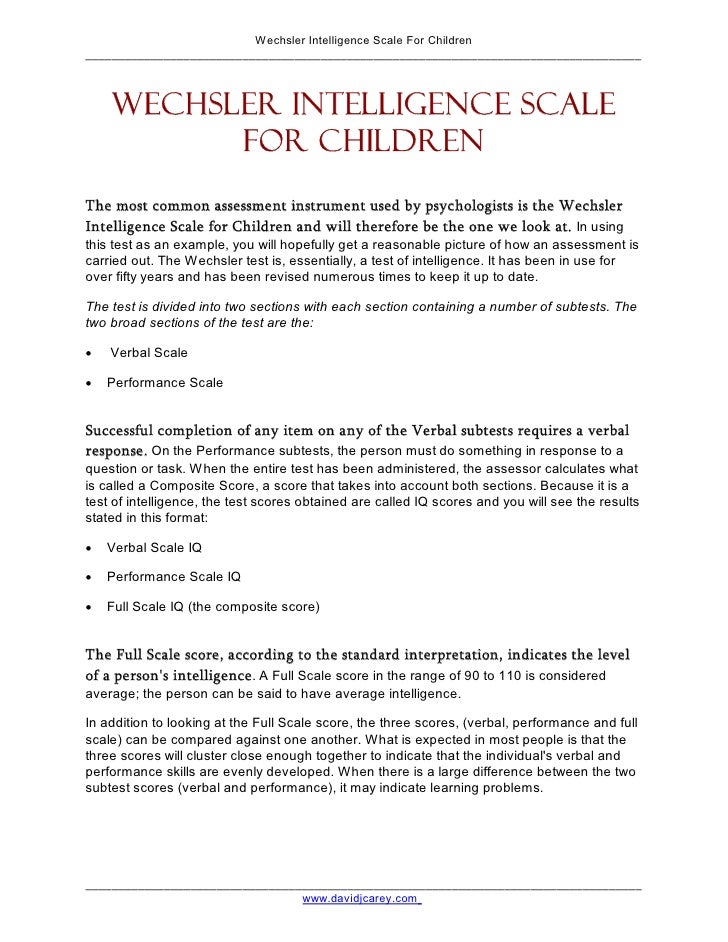 Overview of the WISC Test ( Update)