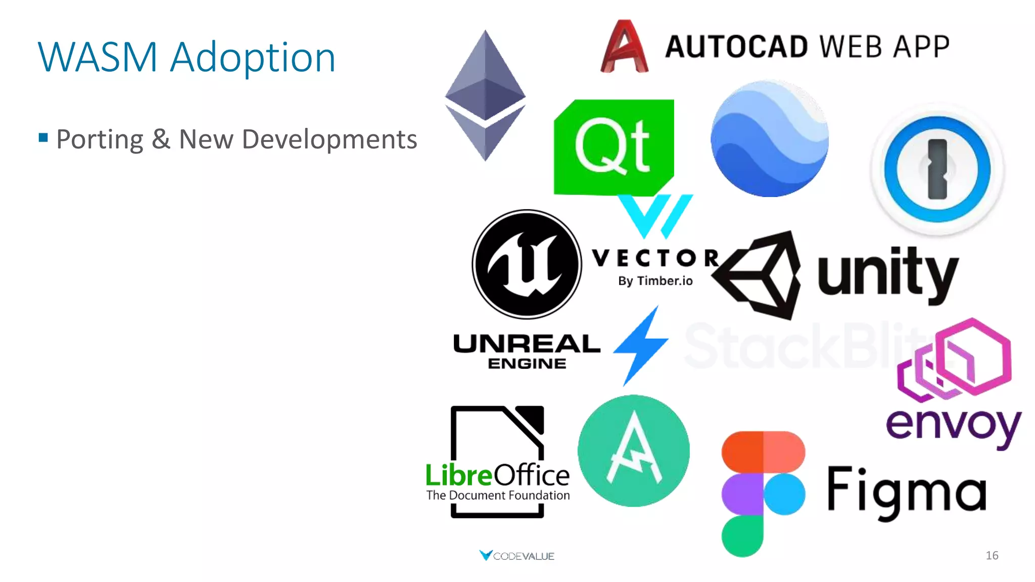 WASM Adoption
 Porting & New Developments
16
 