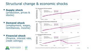  Supply shock
(production, prices &
stocks)
 Demand shock
(employment, wages,
remittances, income)
 Financial shock
(finance, interest rate,
credit ceilings)
26
Structural change & economic shocks
 