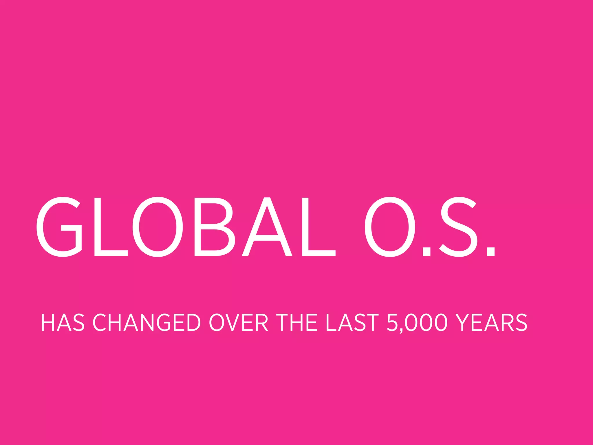 GLOBAL O.S.
HAS CHANGED OVER THE LAST 5,000 YEARS
 